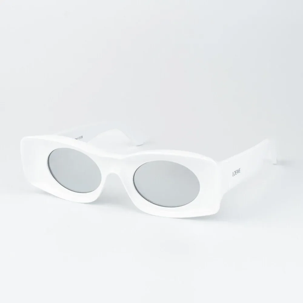 Loewe Paula's Ibiza Men Sunglasses White Silver Mirror Rectangle LW40033I 21C
